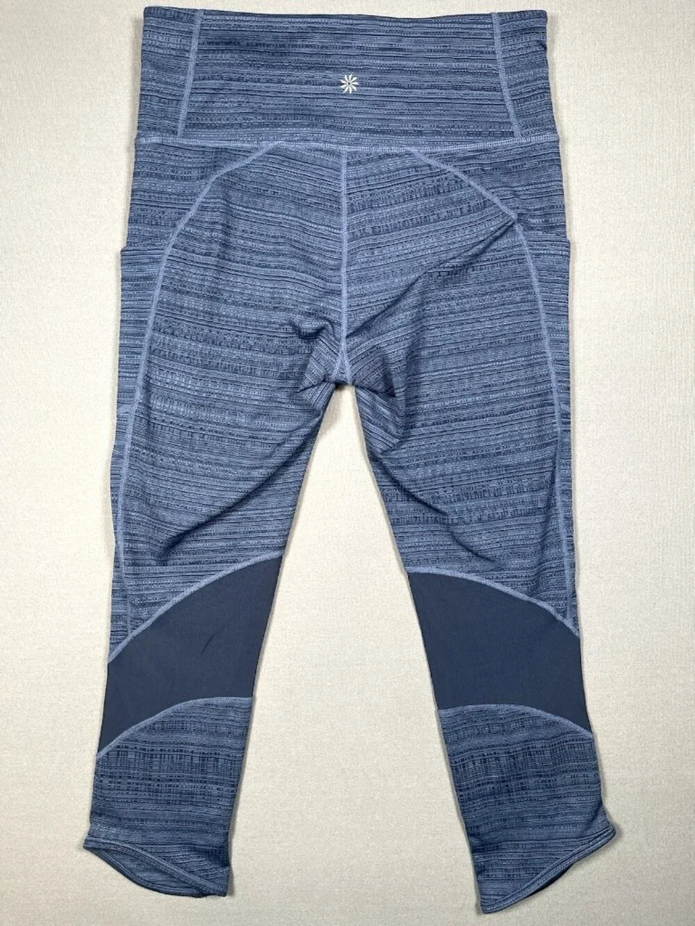 Athleta High Rise Jacquard Mesh Chat To Town Blue Capri Legging - Size Small
